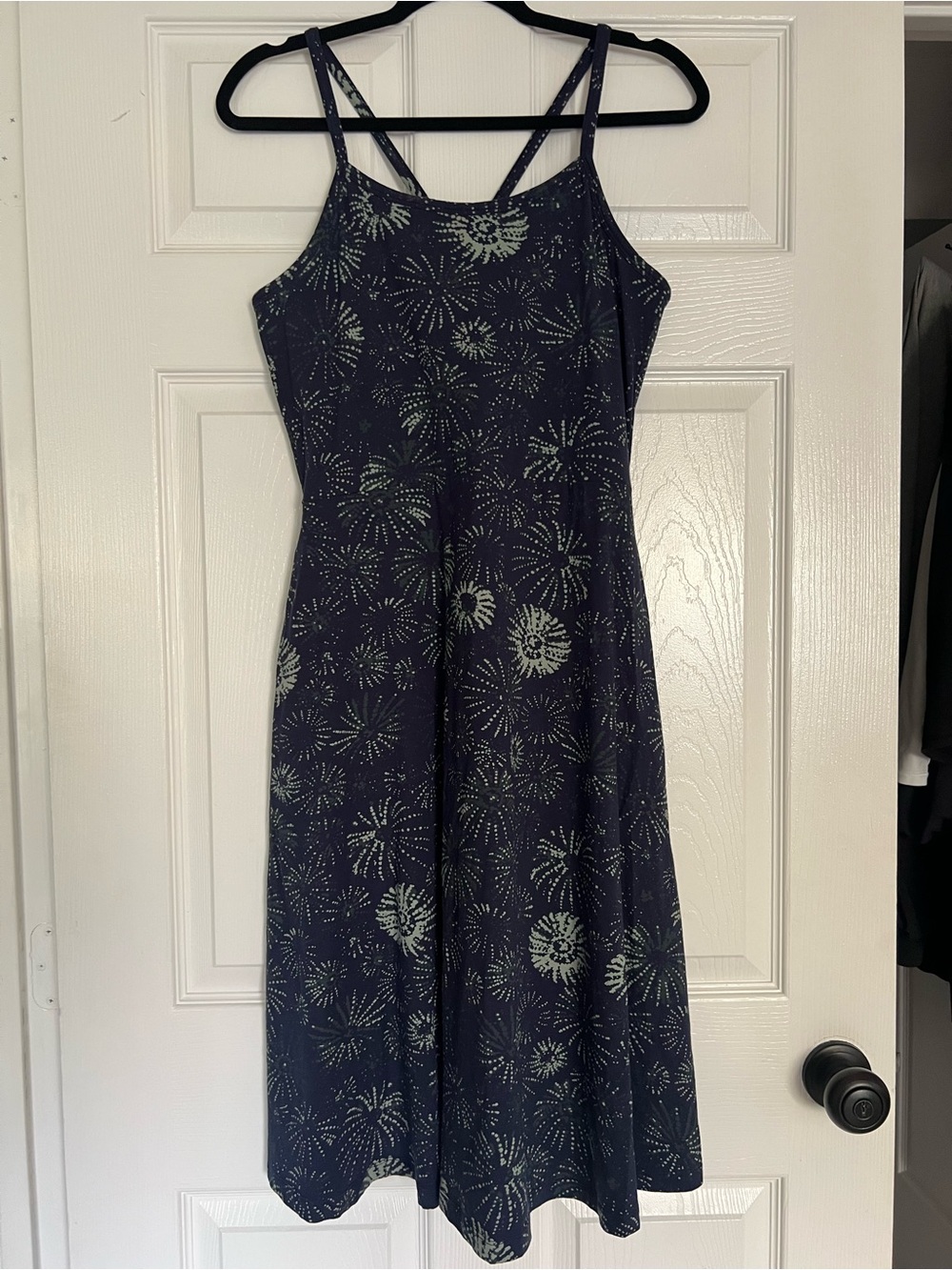 ‼️NWOT: Pact Organic Fit & Flare Sea Urchin Blue Midi Dress - L